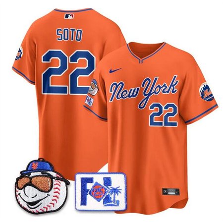 Men's New York Mets #22 Juan Soto Orange 2025 Spring Training Stitched Baseball Jersey